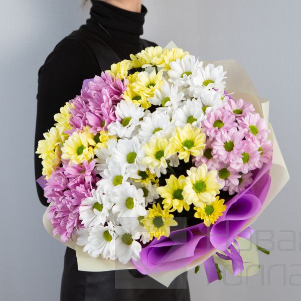 Букет Лучики солнца 9 ромашковых хризантем микс