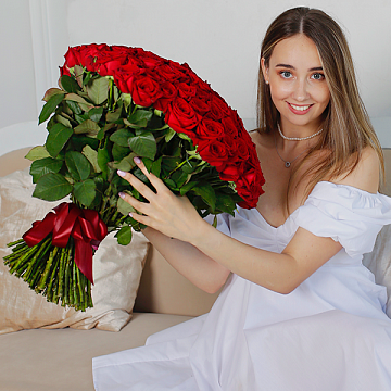 Букет 101 красная роза 40 см