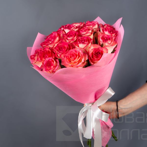 Букет 21 розовая роза 40см
