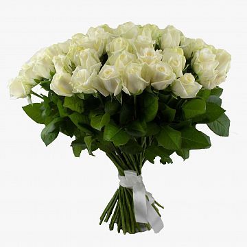 Букет 75 белых роз 40 см