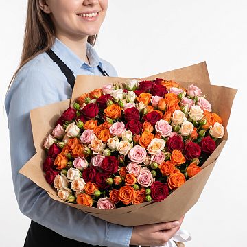 Букет 35 кустовых роз микс
