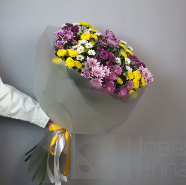 Букет 19 хризантем микс