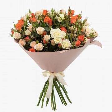 Букет 21 кустовая роза микс